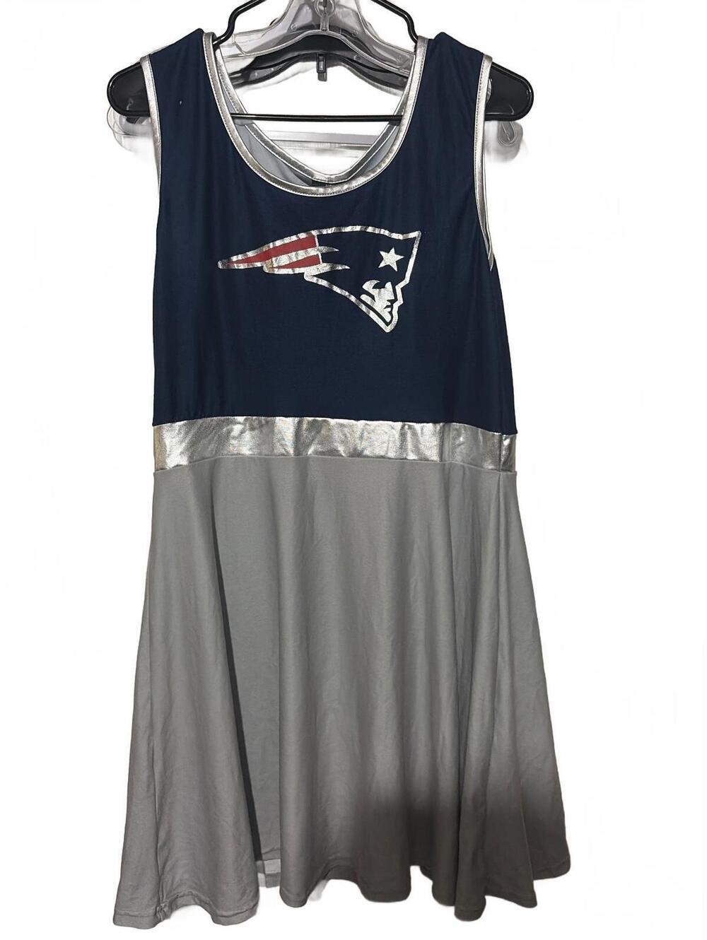 New England Patriots NFL Women's Sleeveless Dress with Silver Accents